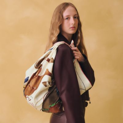 HERMES カレ90 ATTELAGE EN ARBALETE シルクスカーフ Attelage en Arbalete forever scarf 90 - Brown | Hermès USA